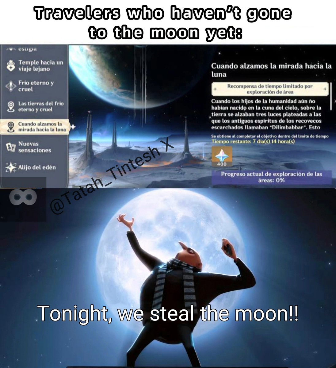Tatah_Tintesh's tweet photo. 3 days left until the Moon Exploration Reward ends

#GenshinImpact #moon
#Frost #FrostMoon #genshin
#genshinImpact https://t.co/n2IDwW7SDR