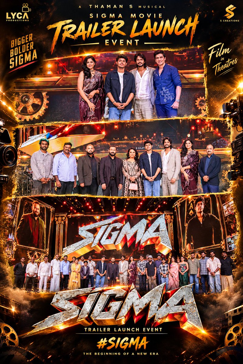 ImSakthivel2000's tweet photo. 🔥BIGGER BOLDER SIGMA IS HERE! 💥
SIGMA Trailer Launch Event - Grand Success!
A Thaman S Musical | Lyca Productions
The Beginning Of A New Era! Film In Theatres October 2
#Sigma #SigmaMovie #SigmaTrailer #SigmaTrailerLaunch #BiggerBolderSigma #ThamanS #LycaProductions https://t.co/WIq8vOi4v3