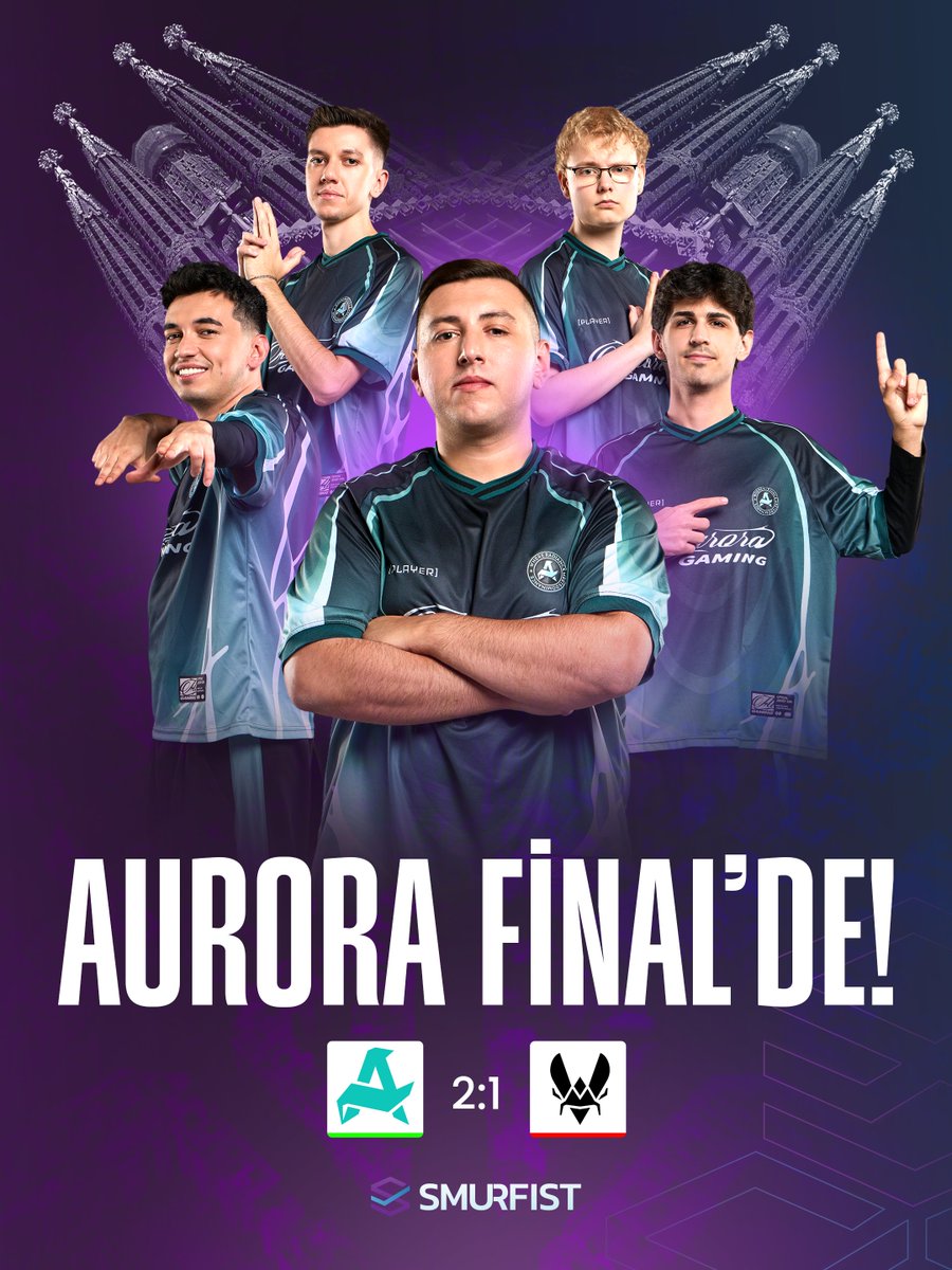 Smurfistcom's tweet photo. 🇹🇷 BÜYÜK FİNALDEYİZ!

Aurora, Vitality'i 2-1 yenerek SL StarSeries Fall 2026'da finale adını yazdırdı.

AUR  13-8  VIT — Nuke
AUR  11-13  VIT —  Inferno
AUR  13-7  VIT — Anubis

Şampiyonluk maçında rakibimiz FURIA, MIBR, Vitality üçlüsünden biri olacak. https://t.co/hgqMBujh72