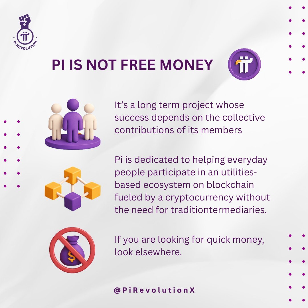 PiRevolutionX's tweet photo. 🔥 Hard truth: Pi is NOT free money. It’s a mission. A movement. A long-term project where value is earned through contribution.  If you're just here for quick cash — you're in the wrong place. #PiNetwork 

Pi Group 👉https://t.co/piUv2LE8Qa https://t.co/3lRGS5I4dZ