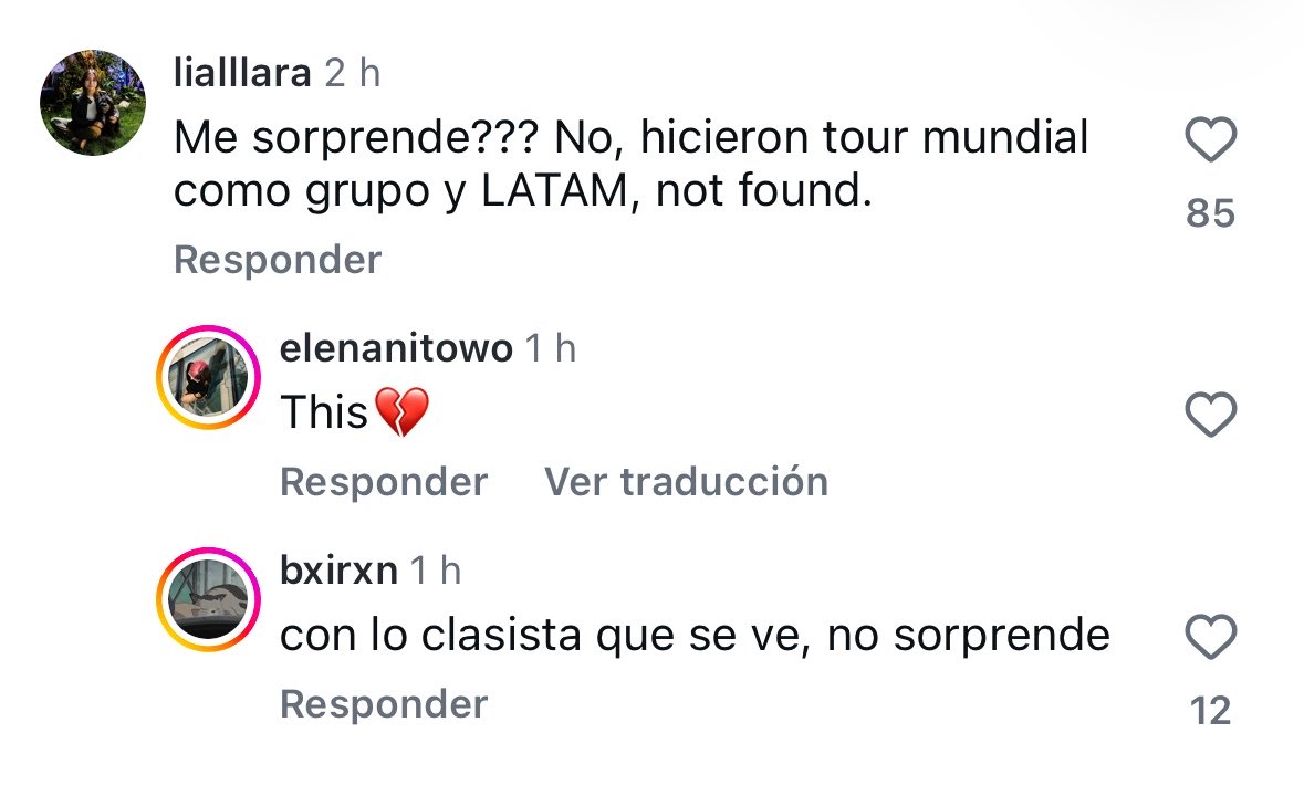 slaylikebixber's tweet photo. chilefestivales subió esto y los comentarios la están destruyendo diciendo que es floja, racista con latam y hasta pidiendo que traigan artistas mejores https://t.co/v6gYa0iioO