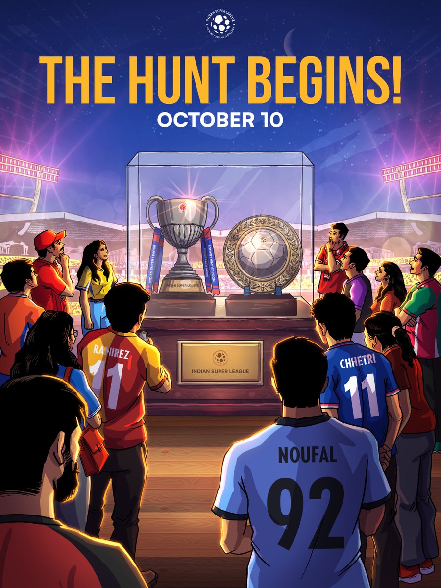 IndSuperLeague's tweet photo. The colours from every corner weigh the odds; each convinced that this is their moment. ⏰

Their belief is quiet but their hunger is loud, and the silverware they covet sits shining on the horizon. 🏆🛡️

Which way will they tilt? Only time can tell. 💪

#ISL13. Not long now. 🗓️ https://t.co/hapeXLj9CQ