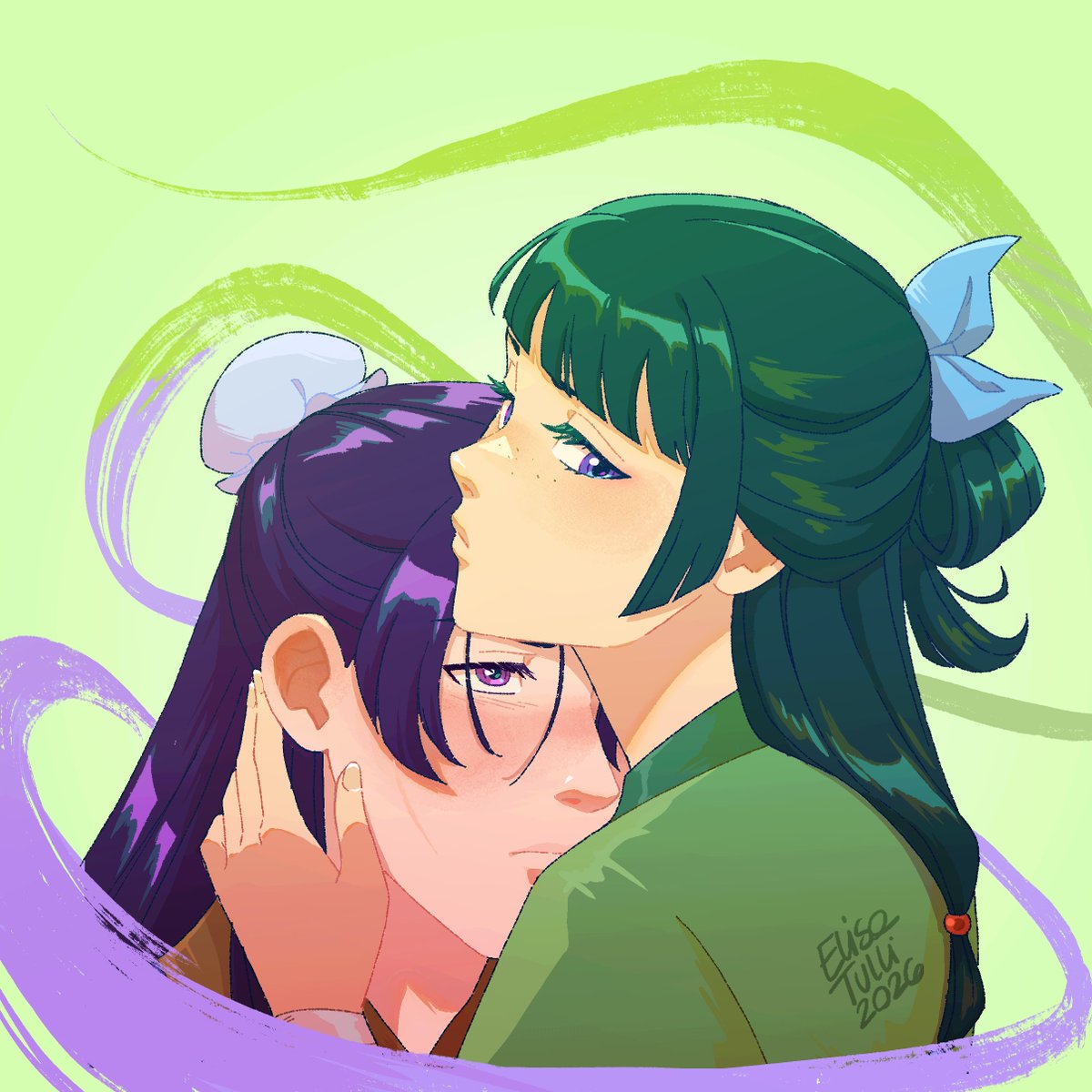 elisa_tulli's tweet photo. I just had to draw them💜💚
#Apothecarydiaries #Jinshi #Maomao https://t.co/OdH8ouI9Wa