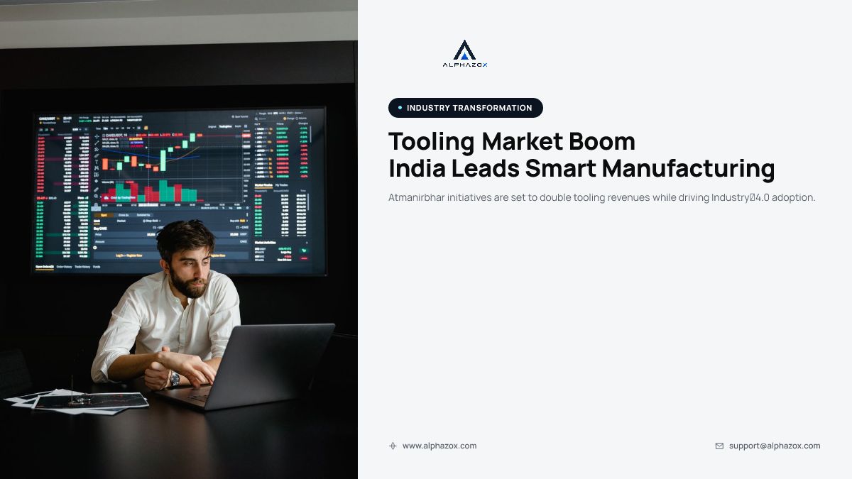 Alphazox's tweet photo. India’s Atmanirbhar push could lift the global cutting‑tool market to $30 B and India’s power‑tool sector to $15 B — a massive opening for Industry 4.0 adopters. #MakeInIndia #ALPHAZOX https://t.co/fLSOUnEzoX