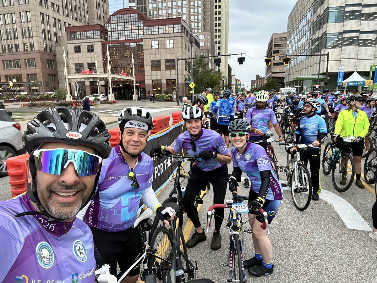 JustinLathia's tweet photo. Another exceptional @bikeVeloSano - a little rain couldn’t slow us down - honored and privileged to represent the research community in this important community partnership event that supports important cancer research here in Cleveland! https://t.co/eyfEQfpkgr