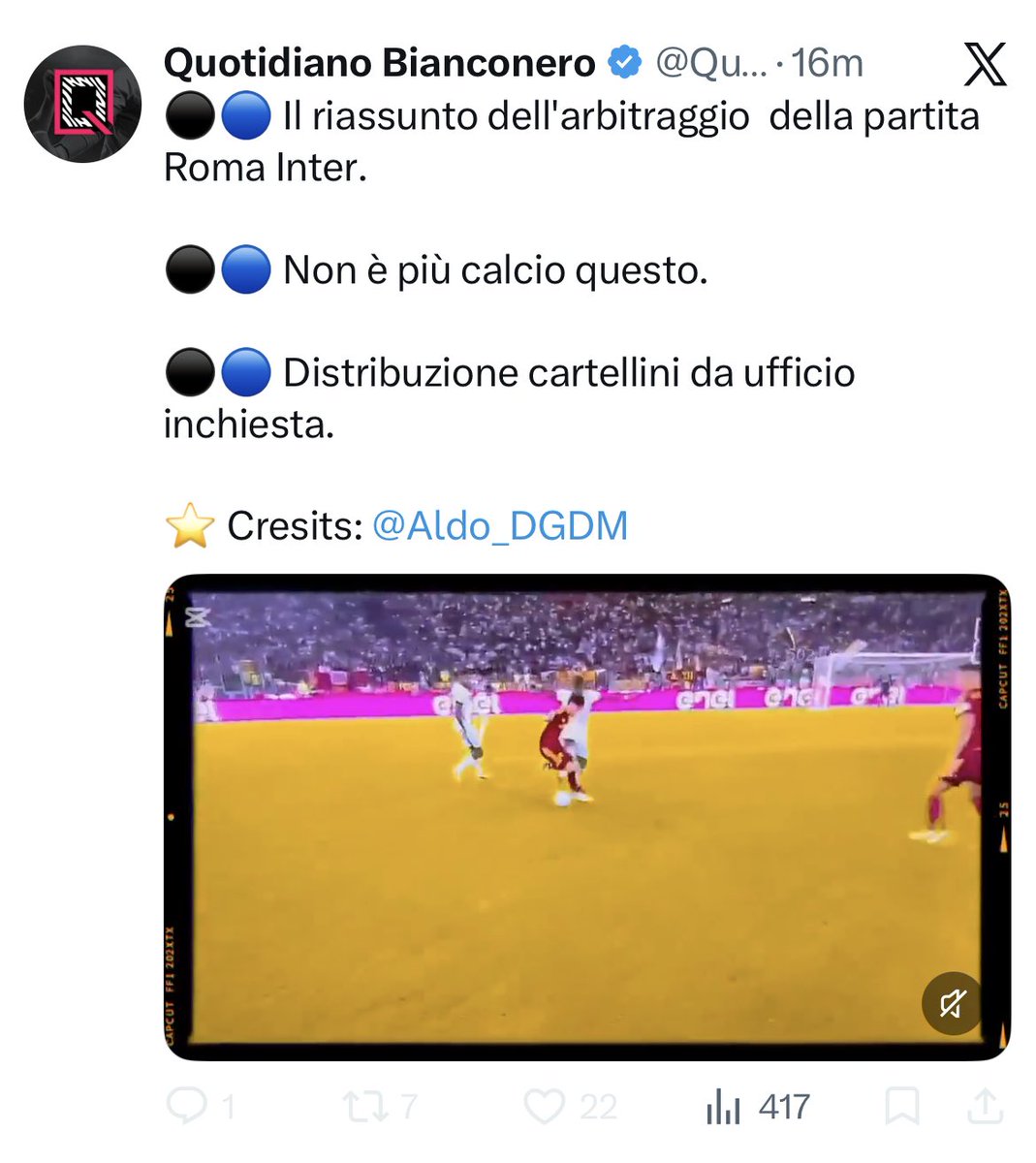 Giovannistones's tweet photo. A volte basterebbe dire “bella partita”. Ma no, non si può evitare di fomentare un tifo che a questo calcio fa solo male.
Questi atteggiamenti tossici andrebbero banditi.
#RomInt #SerieA https://t.co/n3gHr8KsAG