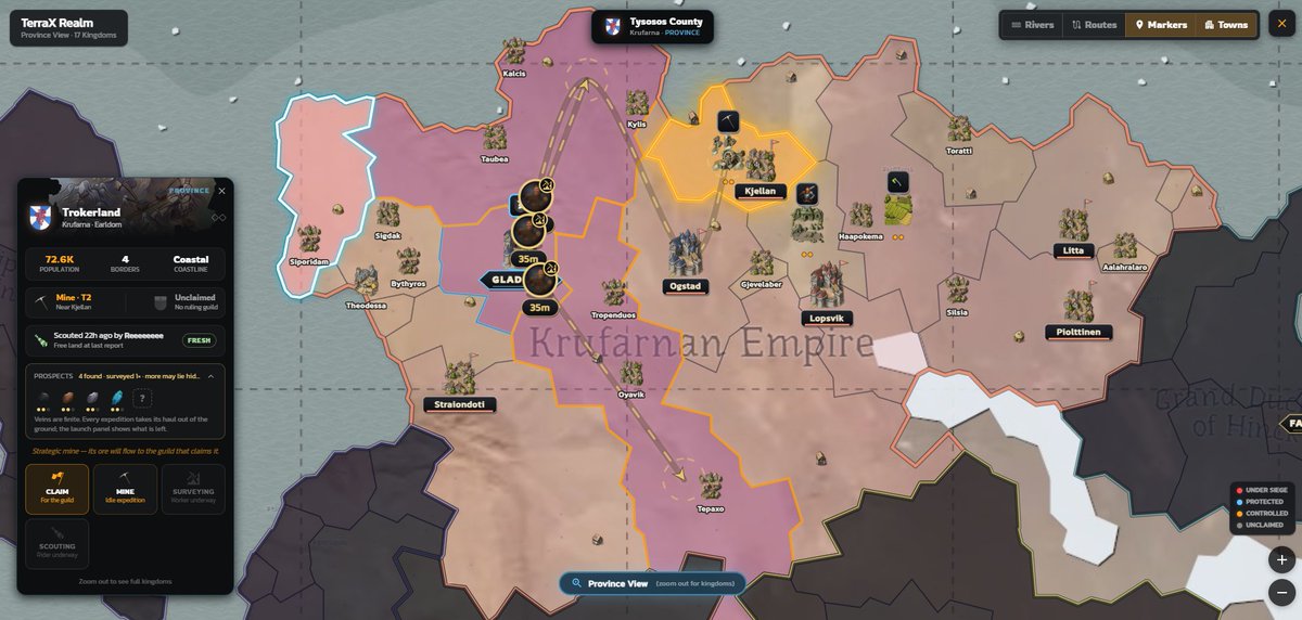 TerraX_Official's tweet photo. 🔥 We’ve been cooking something much bigger for #TerraX.

We’re working towards a Grand Strategy 4X update that takes our existing idle mining, harvesting and gameplay systems and brings them together into a much deeper territorial strategy layer.

The core idea is a new Scout + Survey system.

Players will be able to scout territory, survey the land and uncover its geological makeup, revealing finite resource deposits hidden across the world.

From there, things get interesting.

⛏️ Claim and develop land
🏗️ Build upon your territory
🗺️ Scout and survey unexplored regions
⚔️ Fight over valuable territory
🏰 Guilds compete for control
🌍 Resources become part of the strategic layer

We’re taking the systems already running inside #TerraX and connecting them into something where where you are, what you discover and what you control actually matters.

This is only the beginning of where we want to take the world.

Join #TerraX now before we start gearing up for the next update. 👀

👉 https://t.co/kTJGYIIr5D

#TerraX #Gaming #GrandStrategy #4X #MMORPG #BrowserGame #Web3Gaming #GameDev #StrategyGames #Titanx #Web3‌��� #Cambria