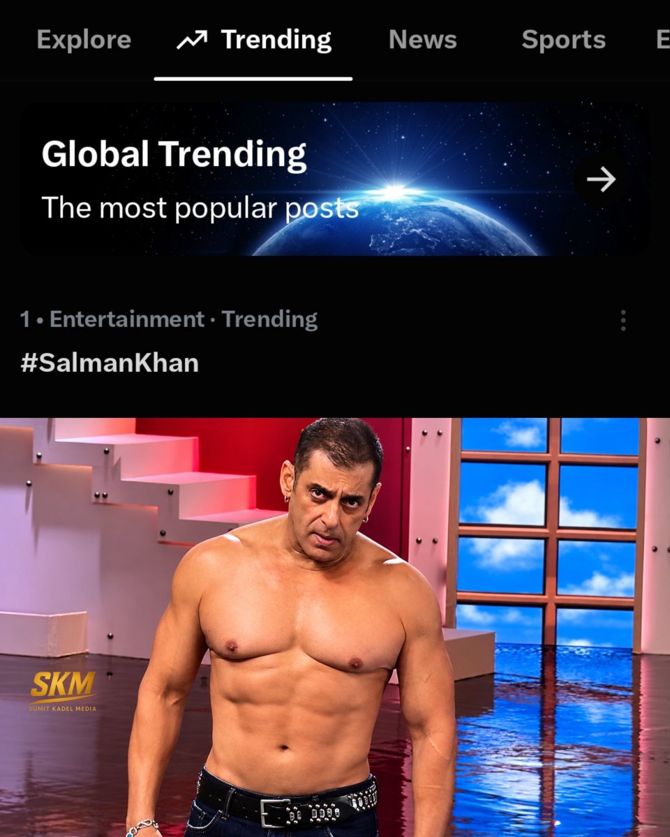 BeingSohail__'s tweet photo. #SalmanKhan is trending nationwide at No. 1! 🔥

He literally changed the entire algorithm of X. WTF, man! 😭🔥

THIS IS THE POWER OF BHAAI. https://t.co/PHTu1nVbYT