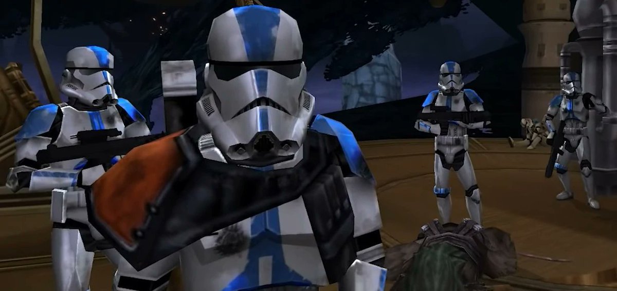 Colonel_Stan's tweet photo. It makes me happy to see that, 18 years later, the Phase III armor of Triton Squad, 501st Legion, remains one of the most recognizable and iconic trooper designs of all time.

Triton Squad artwork by @SpaceCaptSteve

BFII (2005): End of the Republic

BFII (2017): Triton Squad https://t.co/pIIOc9frsZ
