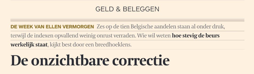 elvermo's tweet photo. Ik ben de laatste om technische analyse als een exacte wetenschap te beschouwen, maar het viel me sterk op dat steeds meer Brusselse aandelen door hun trend zakken, zonder dat de index dit verraadt

Catching my 'breadth' in de beurscolumn in @tijd https://t.co/mackV6sskJ