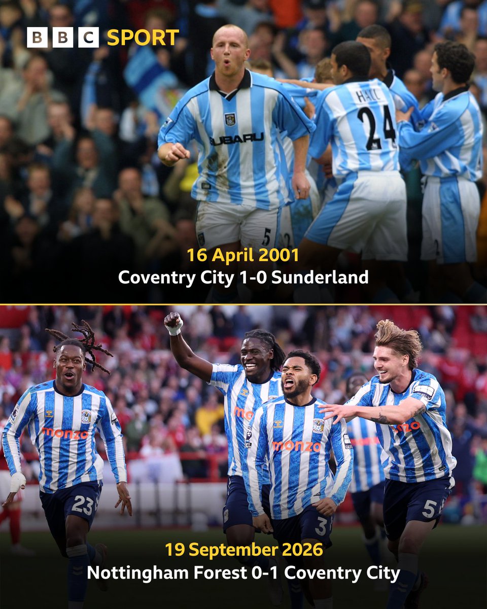 BBCMOTD's tweet photo. Two Premier League wins, 25 years apart.

Coventry have their first three points of the season! https://t.co/WGxlmauW0Q