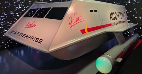BillHuntBits's tweet photo. The real Shuttlecraft Galileo has finally landed at the Star Trek: Original Series Set Tour in Ticonderoga, and on hand to celebrate the occasion were Trek luminaries George Takei, Jonathan Frakes, Brent Spiner, David Gerrold, Mike & Denise Okuda, and Bjo Trimble, whose letter writing campaign in 1967-68 saved TOS, saw a NASA space shuttle named Enterprise, and led to the films. And every bit of this is good. #LLAP 🖖