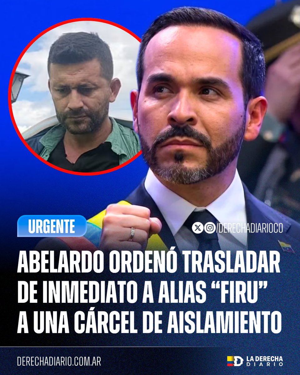 DerechaDiarioCO's tweet photo. 🚨🇨🇴 | SE TERMINÓ LA JODA: Tras la denuncia del gobernador Andrés Julián Rendón de que alias “Firu”, cabecilla del Frente 36 de las disidencias de las FARC, seguía operando desde prisión, publicando en TikTok y haciendo videollamadas con alias “Primo Gay”, el presidente Abelardo de la Espriella ordenó su traslado inmediato a una cárcel de aislamiento total.

“Traslade a este delincuente, alias ‘Firu’, a una cárcel en la que no entre ni siquiera la señal de la Santa Cruz. Bien motilado, bien esposado y uniformado como corresponde. Ese forajido no puede seguir haciendo lo que le da la gana”.