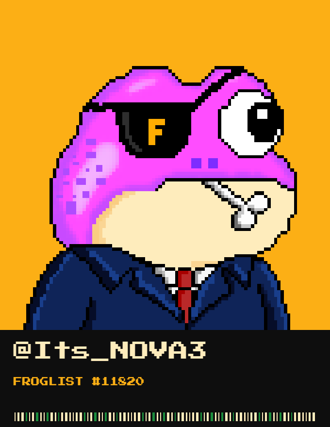 Its_NOVA3's tweet photo. Just got on the @zecfrogs list 🐸
6,969 pixel frogs on ZEC. Free mint.
FROGLIST #11820 sealed. set your frog as your PFP to climb the list. #ZECFrogs $ZEC https://t.co/EOoslK9ymw