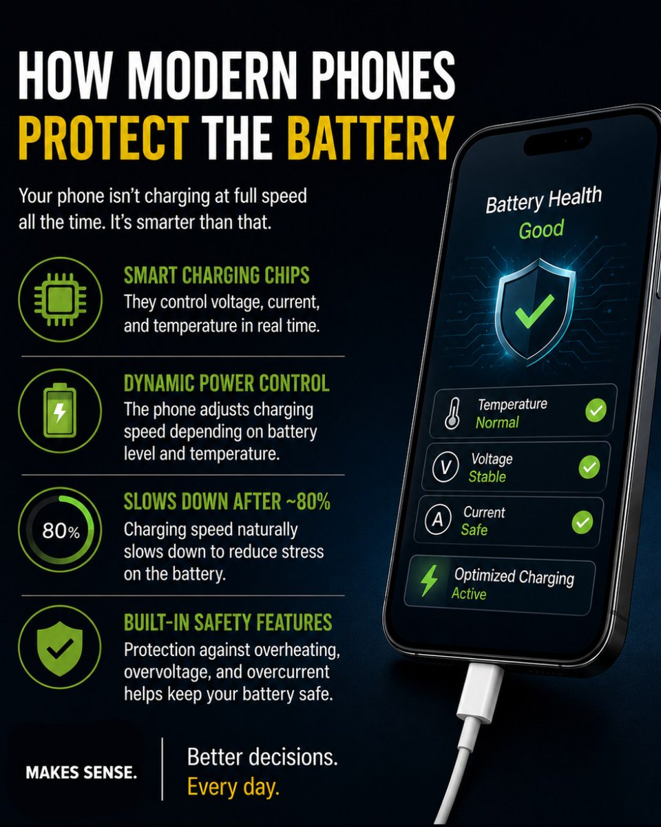 CasiPendeja's tweet photo. Fast charging alone isn’t the problem. Heat is. Use a quality charger, keep your phone cool, avoid heavy use while charging, and enable optimized charging. Better habits help your battery last. https://t.co/hmSrZgV53Q