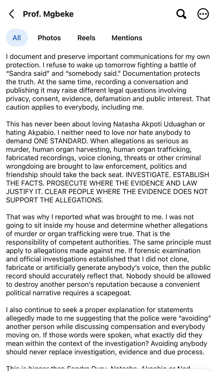 TheSerahIbrahim's tweet photo. UPDATE: Sandra Duru’s Facebook Account (Prof.Mgbeke) has continued posting conversations

She has also requested $5 million as “damages”

She has warned that tomorrow would be hot
And has threatened to drop info that will shake Zuma Rock, Aso Rock, and even rock of ages 😭. https://t.co/h6tAaGstp6