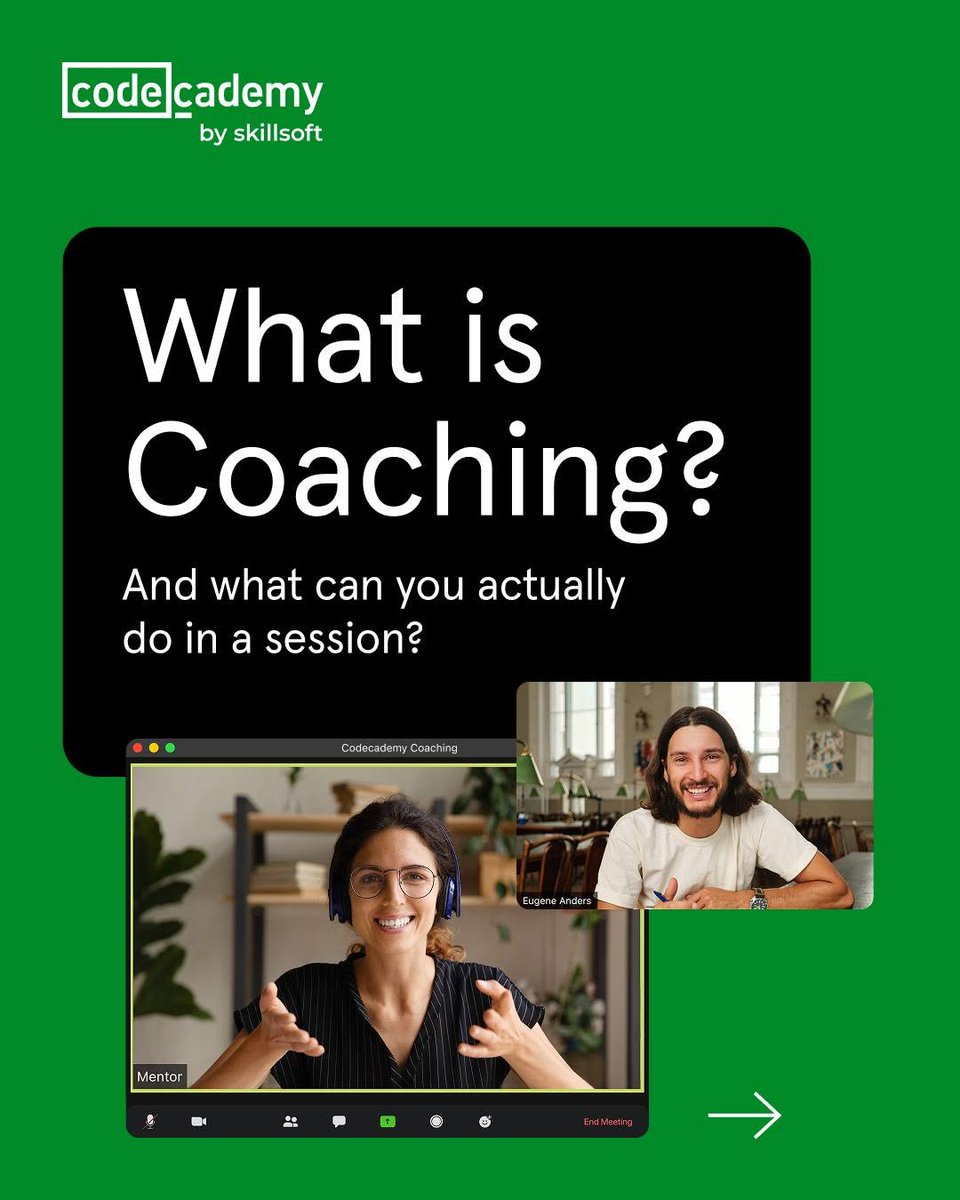 360201129Www's tweet photo. Codecademy Coaching is here to help. 😎

Get personalized support from coaches to accelerate your career journey. Whether you're gearing up for technical interviews or figuring out your next move, our 1:1 coaching provides tailored guidance for reachi... https://t.co/Xd3LStdXH6