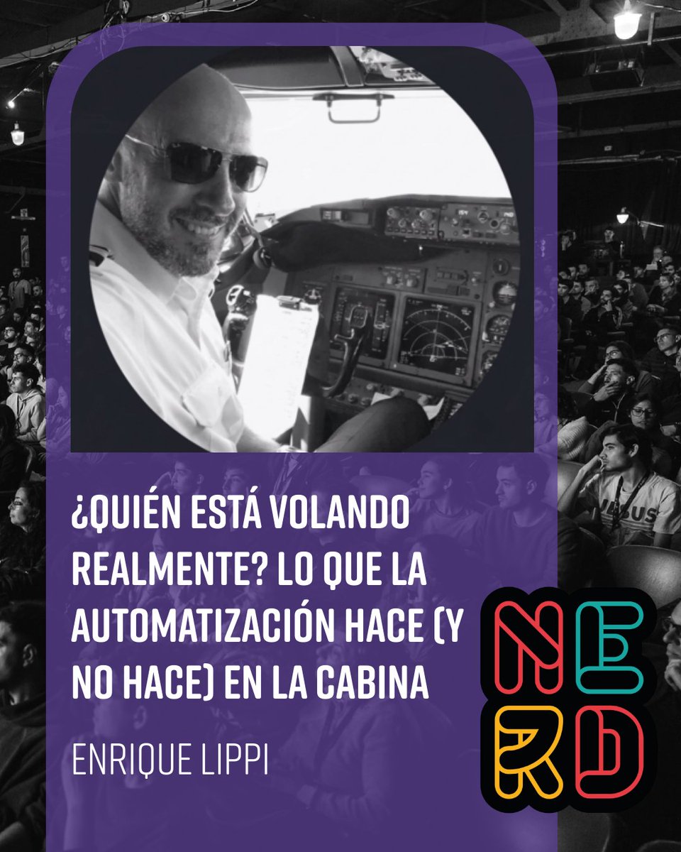 A4KikeLippi's tweet photo. Voy a estar dando una charla en #Nerdearla Argentina 2026: “¿Quién está volando realmente? Lo que la automatización hace (y no hace) en la cabina”, sábado 26 de septiembre a las 15.55, en la Ciudad Cultural Konex, Buenos Aires, y transmitida online. Cinco días de charlas y talleres gratuitos, del 22 al 26 de septiembre. Regístrate y únete a mí → https://t.co/xygLy6U5V3