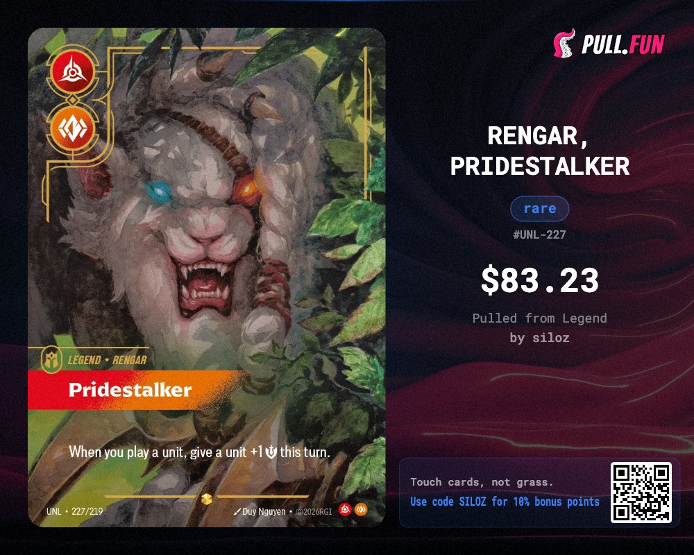 silozwww's tweet photo. First Riftbound Rare card at @pulldotfun , damn looks dope af https://t.co/KUDozzZxFy