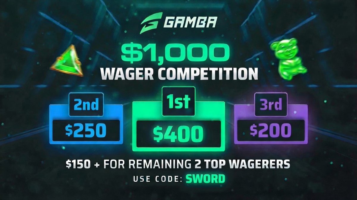 SwordOnKick's tweet photo. Another JUICY $1,000 Monthly Leaderboard 🏆

Let's run a FAT $200 Giveaway ($50 x 4)

Like, RT + Follow @SwordOnKick 

Drop those @gamba Users https://t.co/I9C0axa9yn