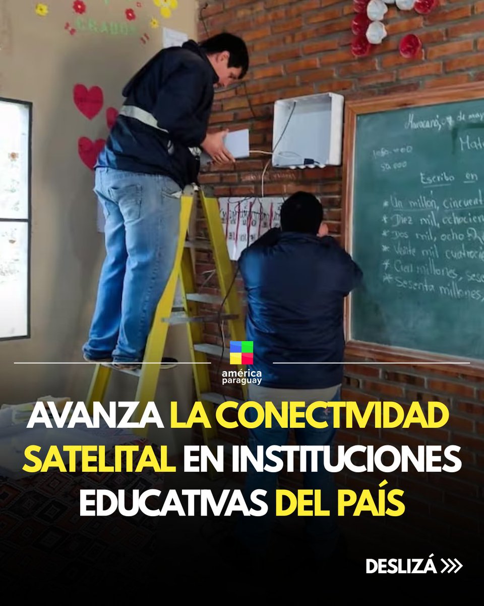 AmericaTVPy's tweet photo. 📡 La conectividad satelital llega a instituciones educativas de comunidades alejadas del país mediante un trabajo conjunto entre Copaco, MITIC y MEC.

🏫 El proyecto contempla 1.600 kits de Starlink, de los cuales 413 ya fueron instalados en Canindeyú, Ñeembucú, Cordillera, Concepción e Itapúa, ampliando el acceso a internet en zonas remotas.

🤝 La iniciativa también promueve capacitación y reinserción laboral mediante la fabricación de estructuras para las antenas en talleres penitenciarios, donde personas privadas de libertad reciben formación para esta tarea.

#AméricaTVPy