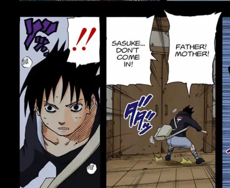 coerdgy's tweet photo. A "primeira memória" do sasuke q tu diz, na floresta, nem aparece o itachi KKKKKK 

A primeira na vdd é no clássico quando ele está a caminho do hotel, q o Naruto está, e ele revive o dia da manhã do massacre. 

LÁ JÁ MOSTRA o itachi visivelmente abalado com algo, chamando o sasuke pra perto e fazendo o toque na testa dele. 

Nessa primeira memória tb mostra q tem algum mistério por trás do massacre pq os pais do sasuke FALAM calmamente pra o sasuke n entrar no cômodo antes de morrerem.

O itachi aparece o tempo todo de cabeça baixa e fala q era algo q "precisava ser feito" 

E ainda, desde esse momento ele já incentiva o sasuke a ficar forte pra o matar. 

O itachi não é escrito como um sádico q fez tudo pra testar o próprio poder, o mistério é justamente descobrir o pq ele fez isso, pq nada q ele fala ou a forma q ele age condiz com essa narrativa de "testar seus limites" pq toda luta q o itachi aparece ele n parece querer testar seu poder em luta com ninguém. Ele parece nem gostar de lutar e as falas dele no clássico tb confirmam isso.