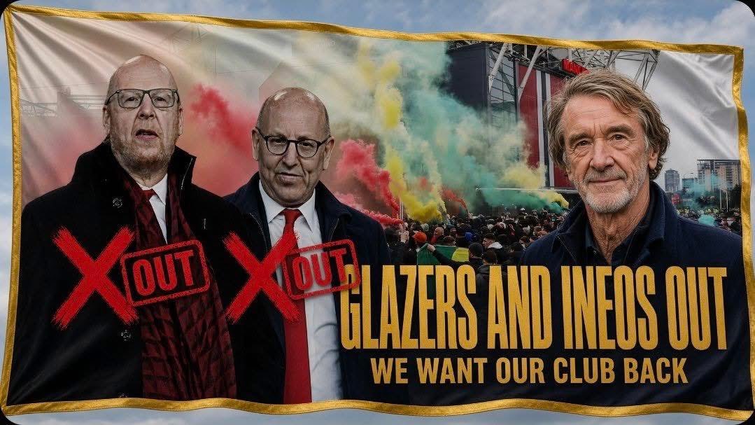 Glazerspissoff's tweet photo. Glazers put the debt on the club. Ineos put the prices on the fans. Old Trafford crumbling, season tickets squeezed, promises everywhere, delivery nowhere. Sell up. #GlazersOut #IneosOut https://t.co/em6w0NEjyb