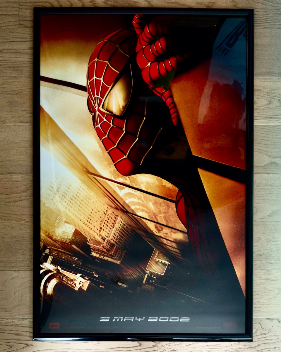 imPatrickT's tweet photo. Just got my hands on a holy grail rare movie poster.

This is an original Spider-Man (2002) teaser poster that was recalled after 9/11 because it featured the WTC.

Supposedly they also didn’t have clearance to use the Chrysler Building.

A wild piece of film marketing history. https://t.co/GXyUbu544i