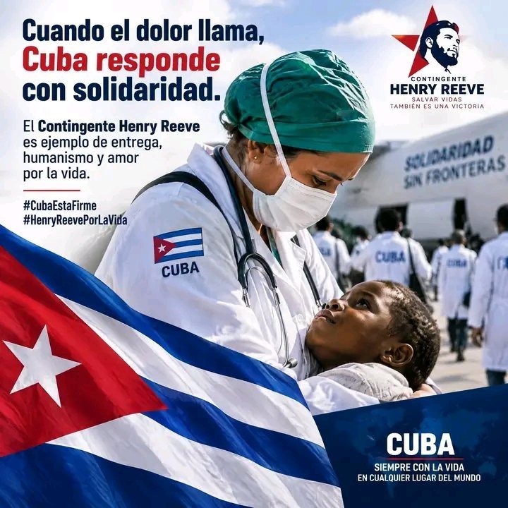 CDI_Escuque_'s tweet photo. 🇨🇺❤️ La solidaridad no se proclama, se demuestra. El Contingente Henry Reeve la demuestra con cada misión y cada vida atendida. 🩺🌎
#CubaCoopera #HenryReevePorLaVida https://t.co/bwsXuHi2wR