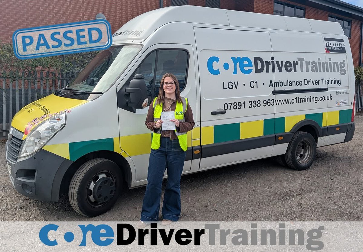 driver_cor91706's tweet photo. Congratulations Ruby Taundry with a first-time pass at Watnall Test Centre last Friday. We wish you every success with your future career with the ambulance service. 😁🚑

#TeamCore https://t.co/gM5sPECVxo
