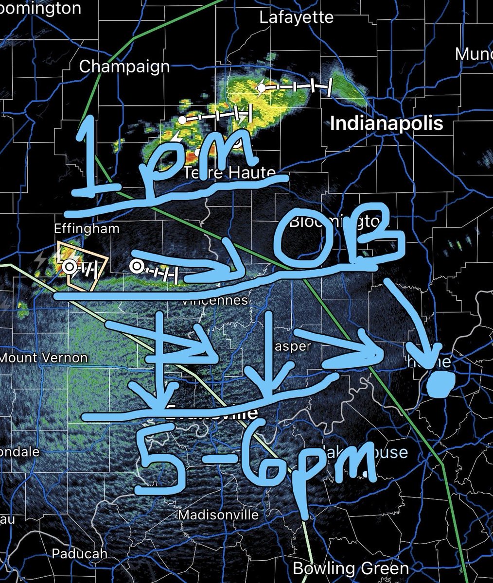 502WeatherScope's tweet photo. to our west that would track east as seen in the pic below. Therefore, a more designated time zone I would focus for rain is 7-9pm. It is possible this outflow boundary (OB) loses steam however. More updates will come as the outflow boundary becomes closer to the area. https://t.co/4UyekqrXY9
