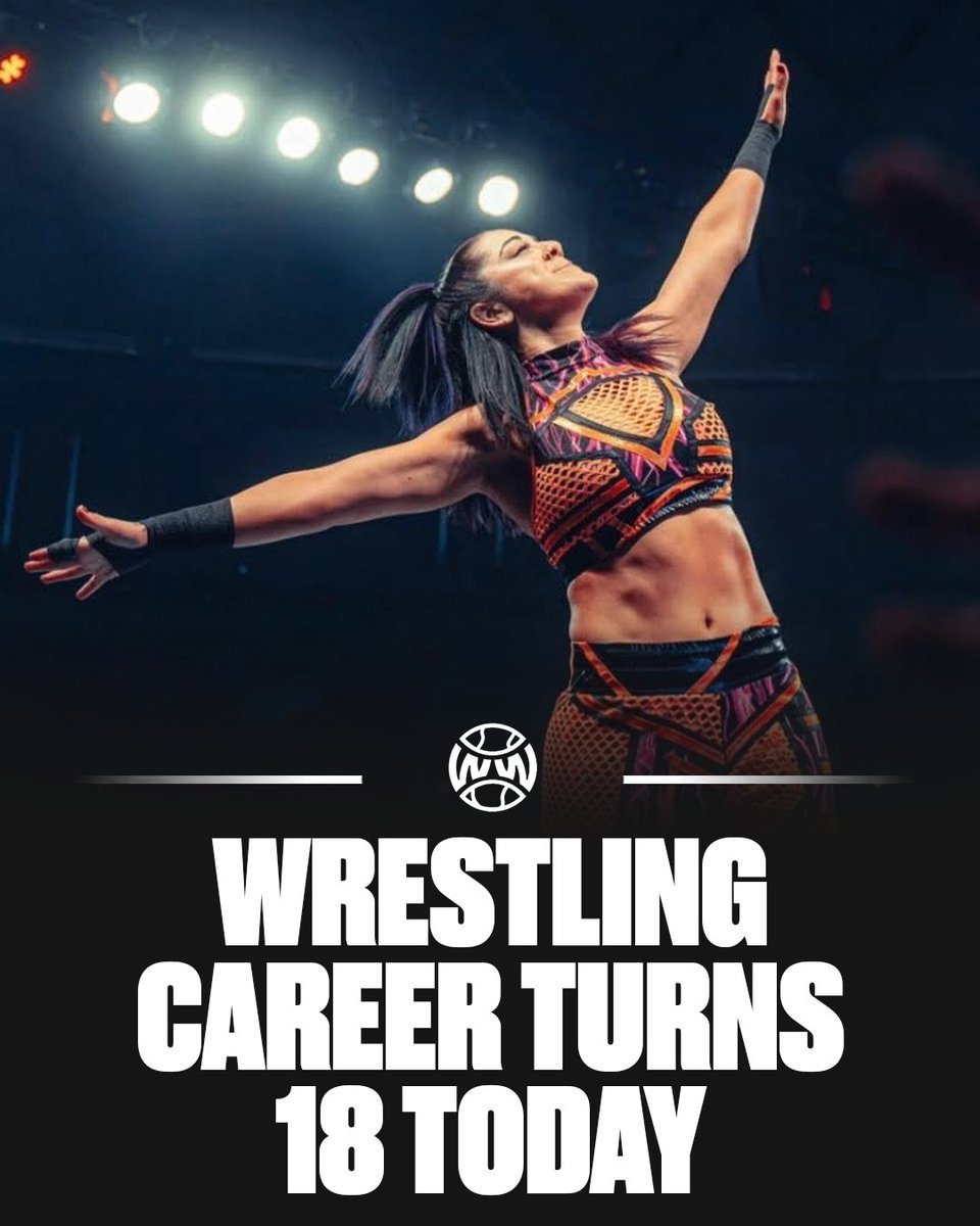 WrestlingWCC's tweet photo. Bayley has now been officially wrestling for 18 years 🤼 https://t.co/oJKxu1fJNf