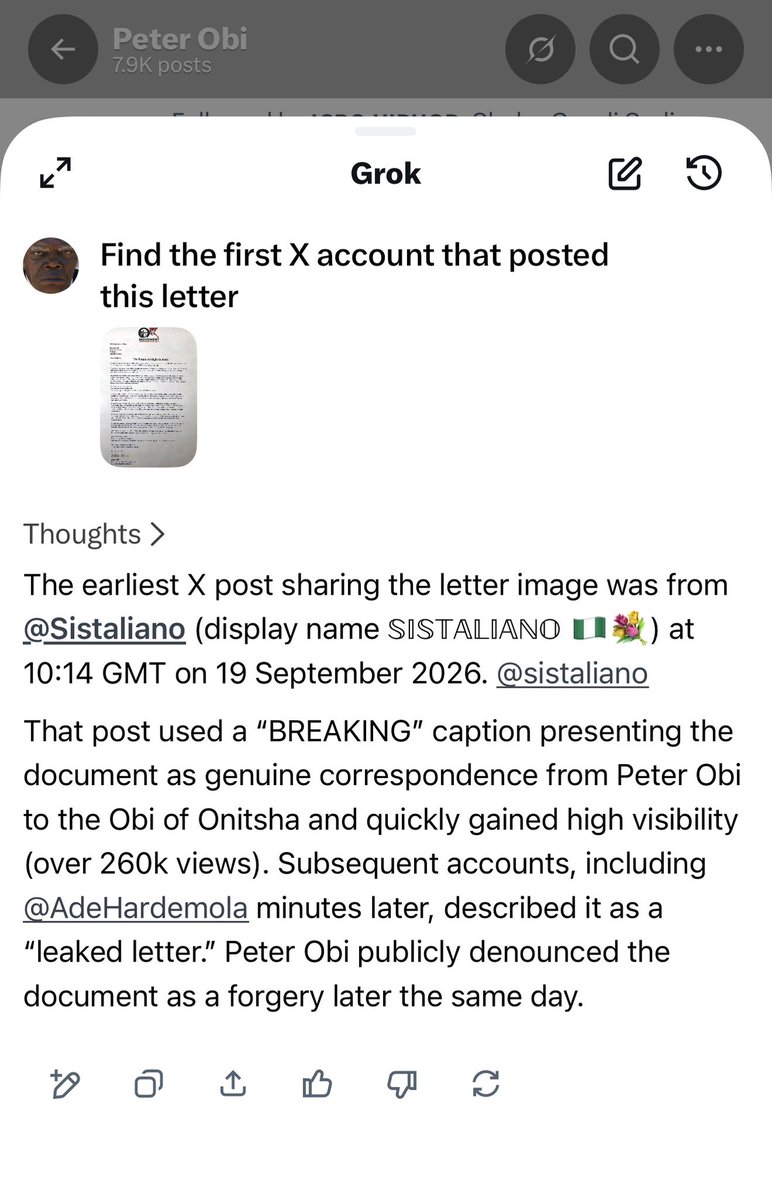 MaziWickedness's tweet photo. @PeterObi According to grok, this is the first person to post this letter.

Let the legal team of Peter Obi do their job. https://t.co/x0OOvs8D49