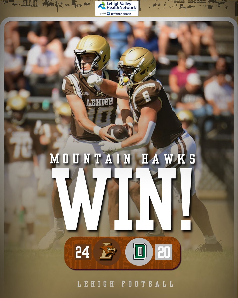 LehighFootball's tweet photo. Another Mountain Hawk WWWWin! ✅

#TheNest https://t.co/KoDRaWv9Na