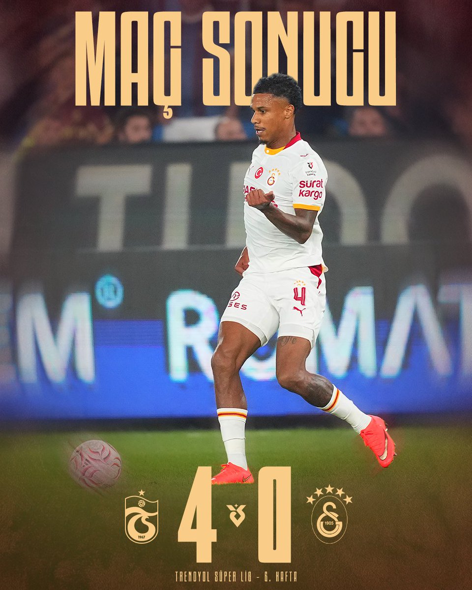 GalatasaraySK's tweet photo. Maç sonucu: Trabzonspor 4-0 Galatasaray

#TSvGS https://t.co/Gm8jSNchT4