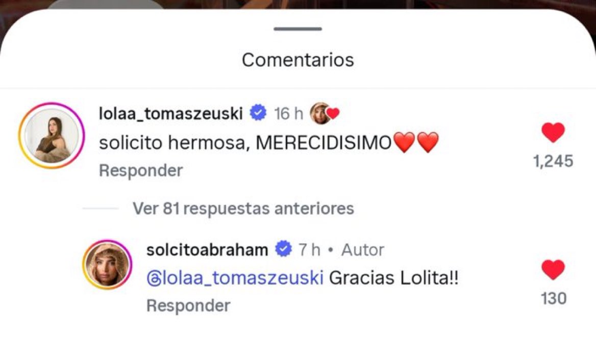 Florsolangista's tweet photo. 🚨 AHORA: LOLA ES SOLANGISTA

Lola le mostró su apoyo a Sol en Instagram. Ella siempre fue de los nuestros ❤️🏆 https://t.co/mGRFxfj5nh