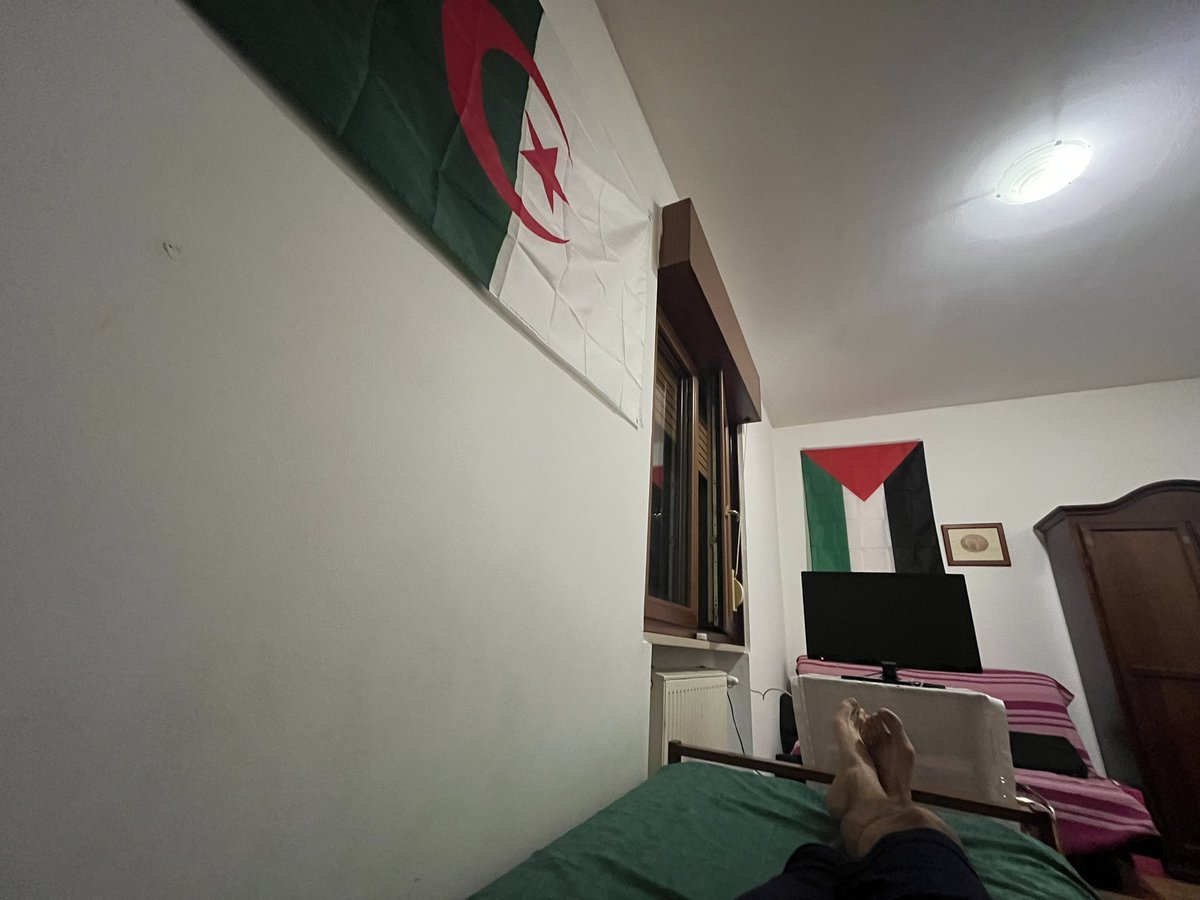 SaberMomo91's tweet photo. Arabization 2.0 @CMaster_Thala

Today I moved into the new house I shared with two other North Africans.
Not even time to empty the suitcase and I’ve already Arabized the room. Now I sleep under the Algerian flag🇩🇿🫡 and in front of the Palestinian flag 🇵🇸🤲🏽

Long live Algeria 🫡🇩🇿
Long live Palestine 🇵🇸🤲🏽
FREE PALESTINE💪🏽🇵🇸☪️☝🏽

#MNWO #Muslimsupremacy #FREEPALESTİNE #findom #findomslaves