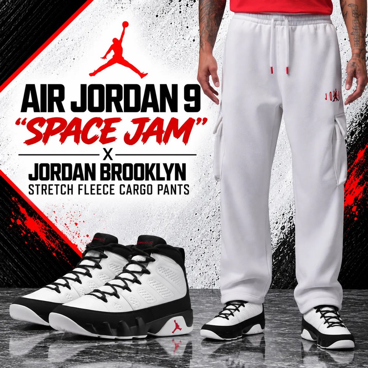 SneakerFitsCom's tweet photo. Pants to Match the Air Jordan 9 “Space Jam” 👖🔥

From fleece and cargo styles to utility pants, these Jordan Brand bottoms pair perfectly with the Space Jam 9’s White, Black and True Red colorway.

See all the matching pants + outfit ideas: https://t.co/Es9fDFyJCM

#AirJordan9 #SpaceJam #JordanBrand #SneakerFits