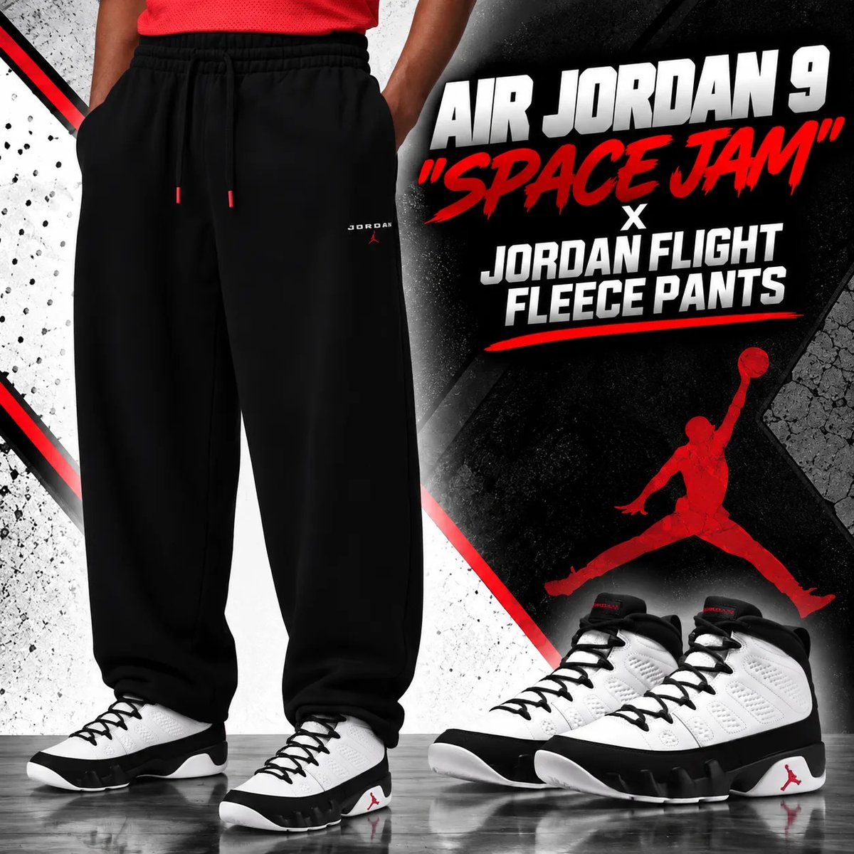 SneakerFitsCom's tweet photo. Pants to Match the Air Jordan 9 “Space Jam” 👖🔥

From fleece and cargo styles to utility pants, these Jordan Brand bottoms pair perfectly with the Space Jam 9’s White, Black and True Red colorway.

See all the matching pants + outfit ideas: https://t.co/Es9fDFyJCM

#AirJordan9 #SpaceJam #JordanBrand #SneakerFits