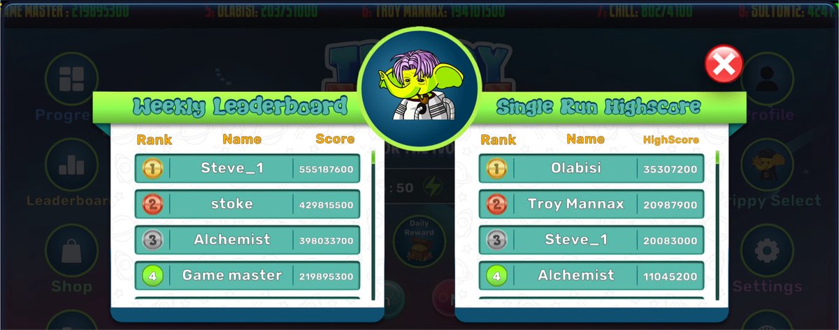 TrippyTrunkz's tweet photo. Gm trippy fam 

The competition is getting serious, and today’s top players are showing what consistency looks like! 

🥇 Steve_1 — 555,187,600
🥈 stoke — 429,815,500
🥉 Alchemist — 398,033,700
4️⃣ Game master — 219,895,300

The leaderboard resets in a day and a few hours! There’s still time to make your move, climb the ranks, and lock in your position. Every run counts, so keep grinding! 

Stay Trippy always