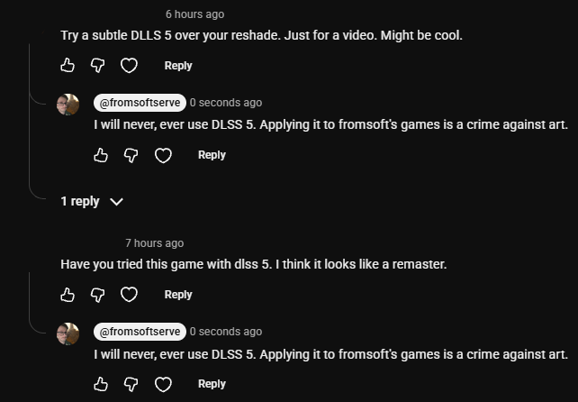 fromsoftserve's tweet photo. i hope someone takes DLSS 5 out back and shoots it. https://t.co/lmj5WXcvxX