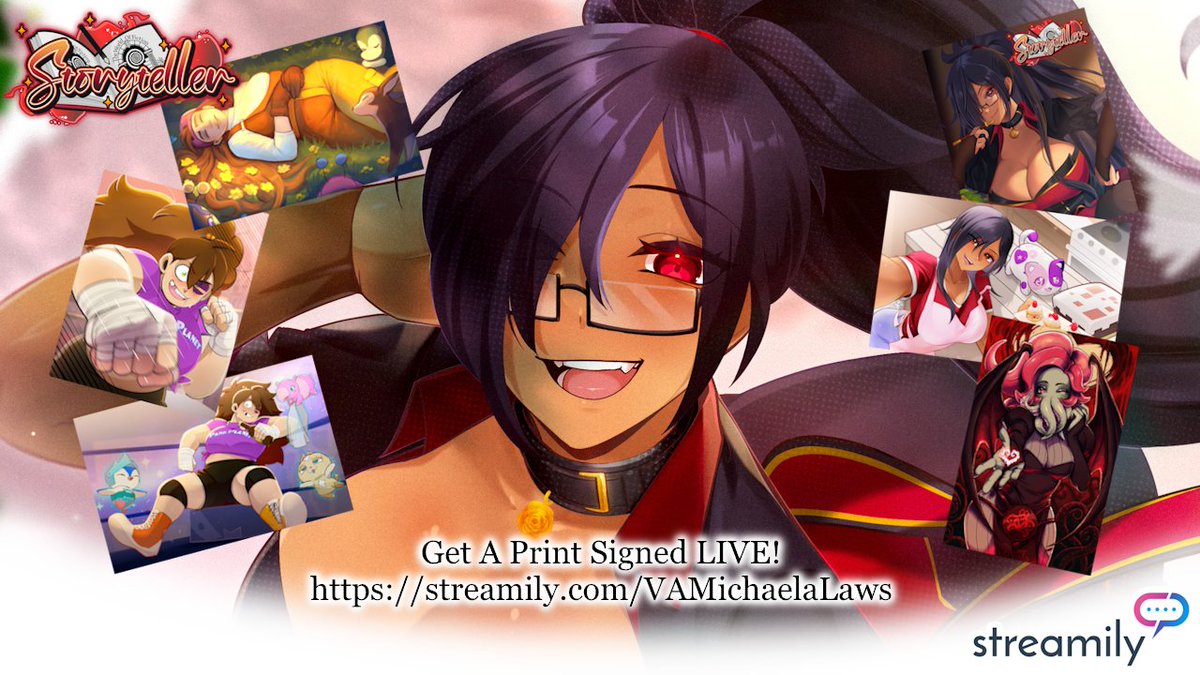 VAMichaelaLaws's tweet photo. Hey! Short stream today with LIVE poster signings and a Q&A Zatsu <3 Pick up a poster from my #Streamily page and hang out with me for a bit :D
See you at at 3PM CDT on YT and Twitch, #WorldOfFiction friends!
YT Waiting Room: https://t.co/hqt6XCq8tW
#VoiceActor https://t.co/JCY7pd8C8I