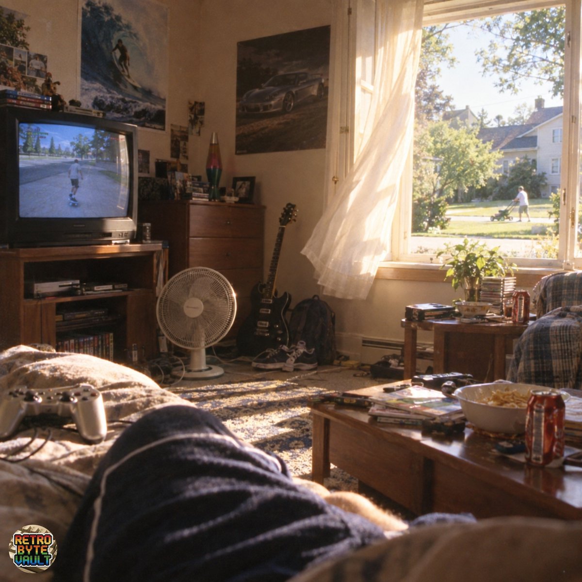RetroByteVault's tweet photo. POV: It's a summer Saturday afternoon in the early 2000s.

The windows are open, you can hear the neighbors mowing their lawns, and you're inside playing your favorite game with the fan blowing.

No plans, no responsibilities, and not a care in the world. Just another summer day that you didn't realize you'd miss so much. ❤️