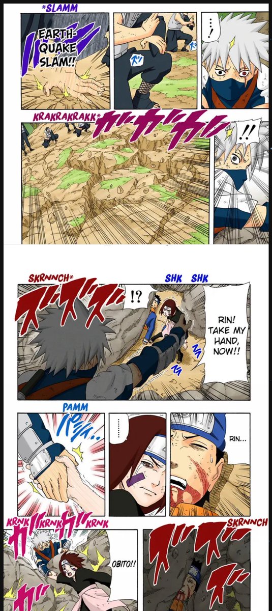 coerdgy's tweet photo. That's not true at all. Since the first time they appeared in kakashi gaiden 2004/2005 

Rin appears defending obito and kakashi complain saying that Rin is always too soft on obito! 

The word used can mean too sweet/ too forgiving 
So yeah Rin always cared about obito !

It's not impossible for a character to care for more than one person, Rin is the last one to leave obito and looks like she didn't want to leave him at all leaving just in the last second. 

She definitely liked and cared about him she just didn't like him romantically! it's different!