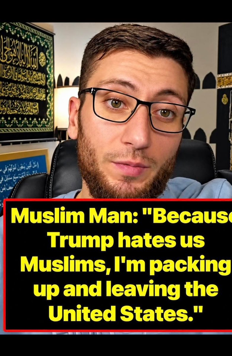 Ellis5ol's tweet photo. A Muslim man says he’s packing up and leaving the United States because he believes President Trump “hates us Muslims.”

He says he’s leaving — and no one can stop him.

He says he’s serious about packing up and getting out of the country over Trump. https://t.co/yM7I80OJoB