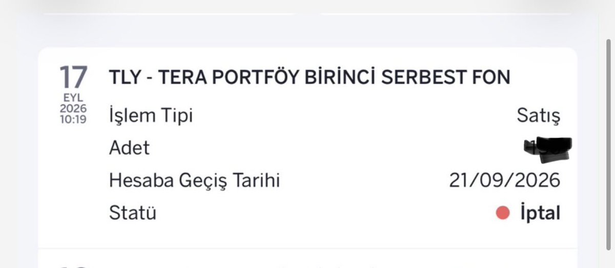Muratca13548299's tweet photo. Bankanın cevap verdiği TEFAS tarafından iptal olan satış emri https://t.co/00bwv5ESzD