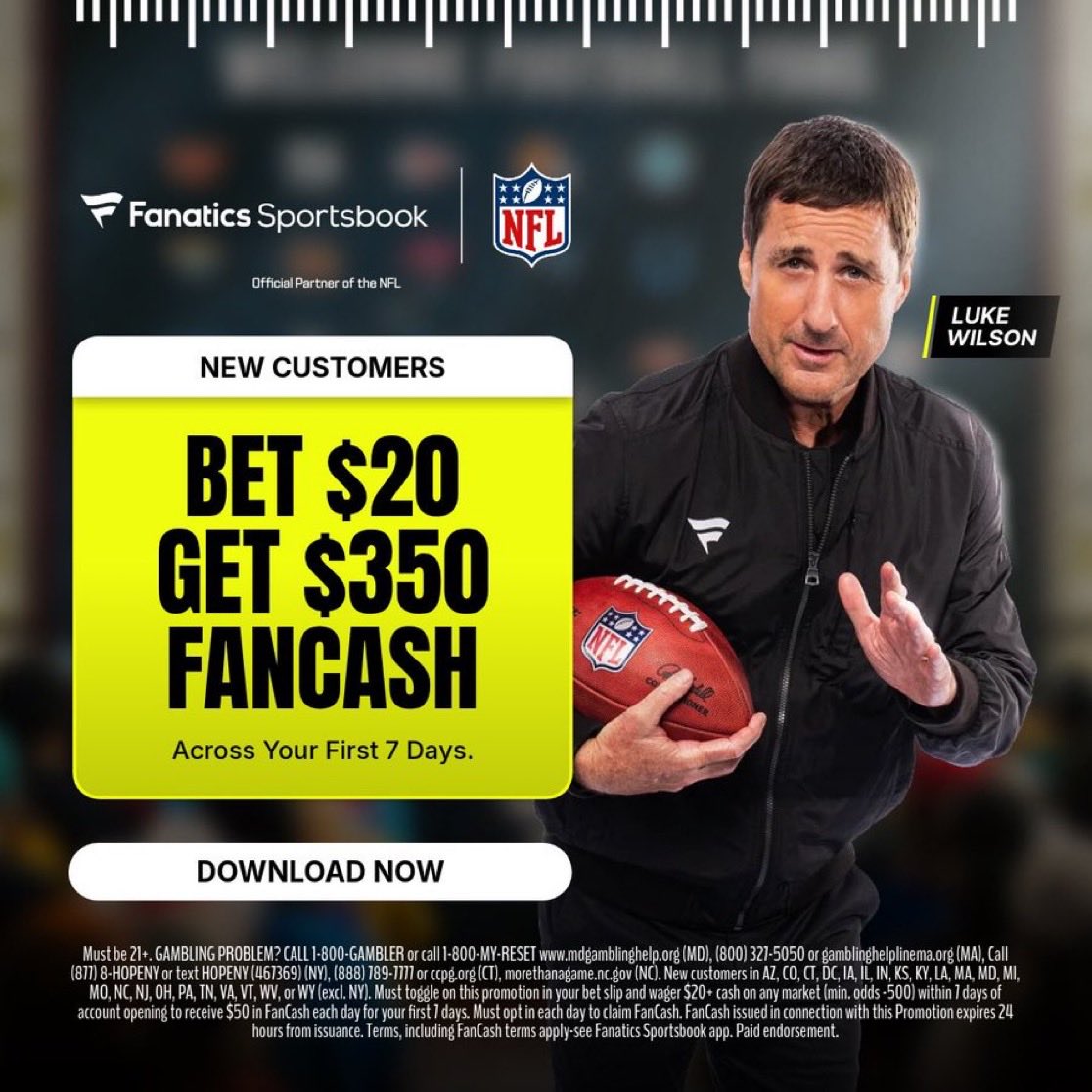 SmartPicksPro's tweet photo. 👋 If you’re one of the few remaining people without a Fanatics account, you’ll want to claim this one before it’s gone...

Join here: https://t.co/tSiHBSU1t1 🎁 

Why? Because you’ll get $350 FanCash when you bet $20.

Load your pockets for NFL by claiming your $350 Fanatics bonus NOW!