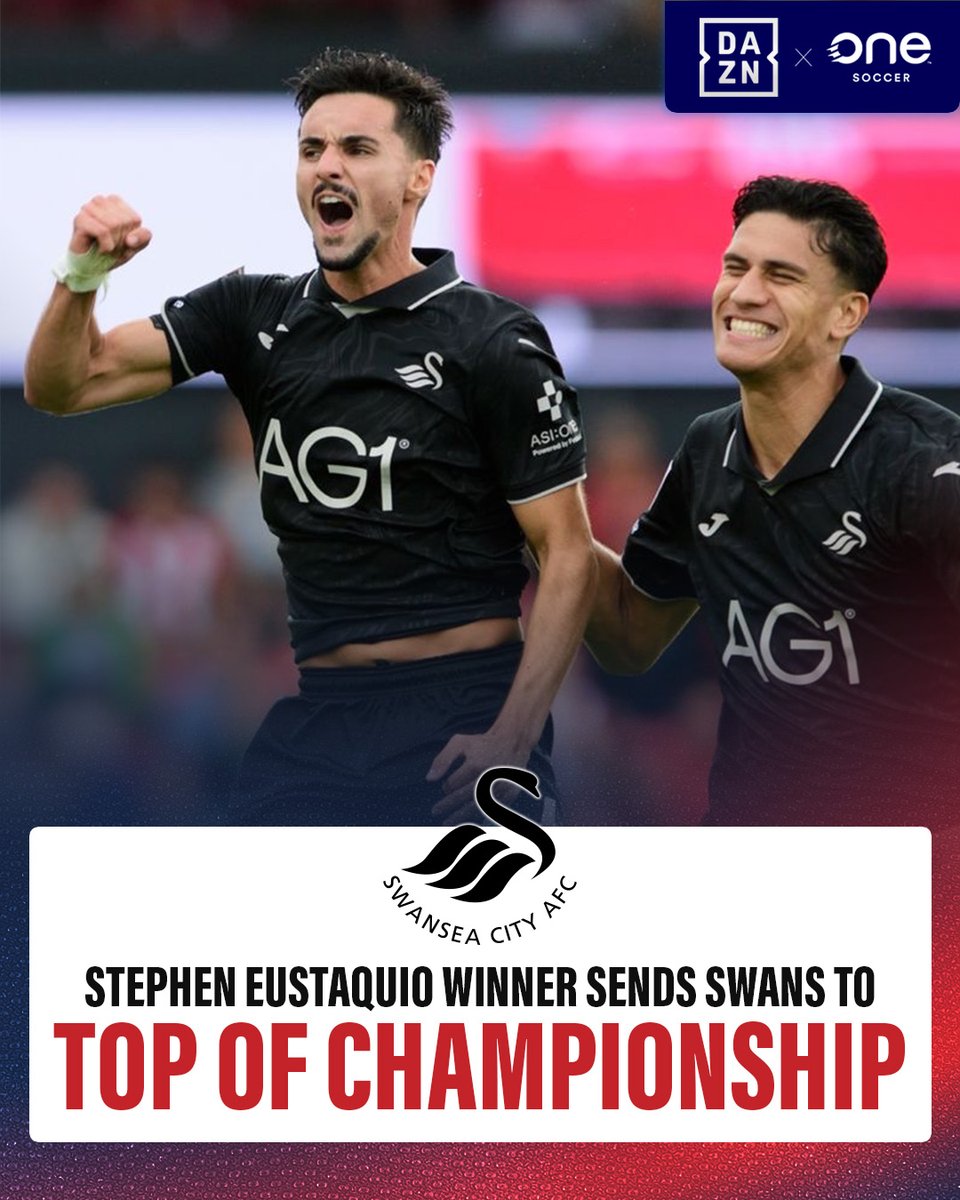 onesoccer's tweet photo. Stephen Eustáquio's dream start to life with Swansea City continued today, as the #CanMNT midfielder's winning goal vs. Lincoln City powered his team to the TOP of the EFL Championship📈
And it's not the first time Eustáquio has scored a winner in black this year, either 😉 https://t.co/r5m2axUPSW