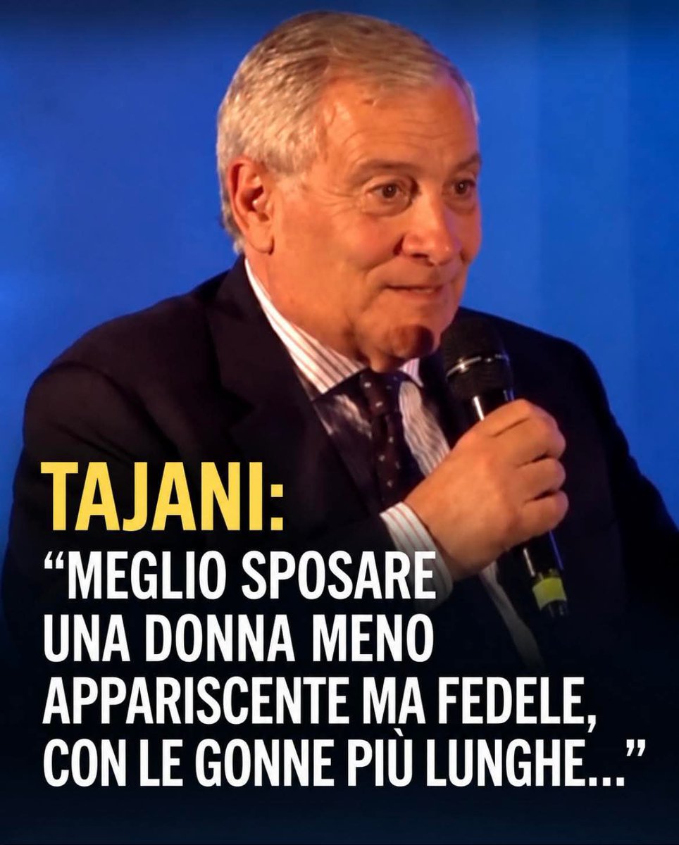 fawollo13's tweet photo. Votano una leader che si fa chiamare 'il presidente' e un altro che vuole abolire l'aborto e il reato di femminicidio. Per fortuna c'è Tajani che vorrebbe mandarle in giro con la gonnella lunga, possibilmente senza troppo trucco. Una donna che vota questa destra è da legare. https://t.co/Vby671QxFr