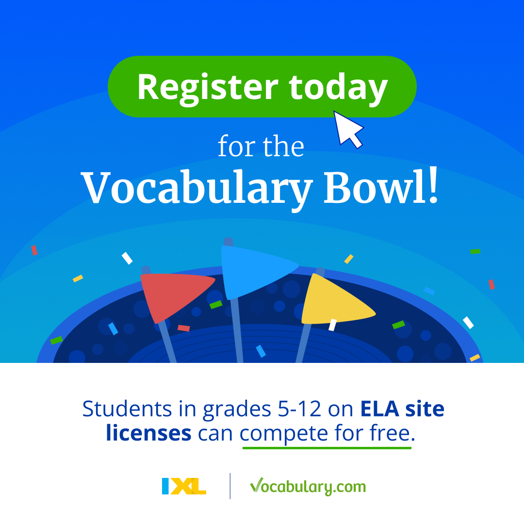 IXLLearning's tweet photo. The Vocabulary Bowl is a fast-paced, biannual global competition where schools battle to master the most words on https://t.co/iPJeDRGVhW.

The Fall 2026 Vocab Bowl kicks off in less than 2 weeks!

Has your school registered yet?

Register here: https://t.co/4y881ObH4Y https://t.co/jae6CyJKJm